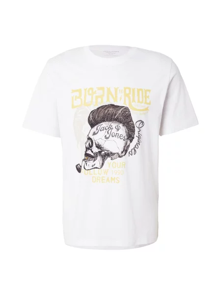 JACK & JONES Tricou JORSHAPE galben deschis / negru alb