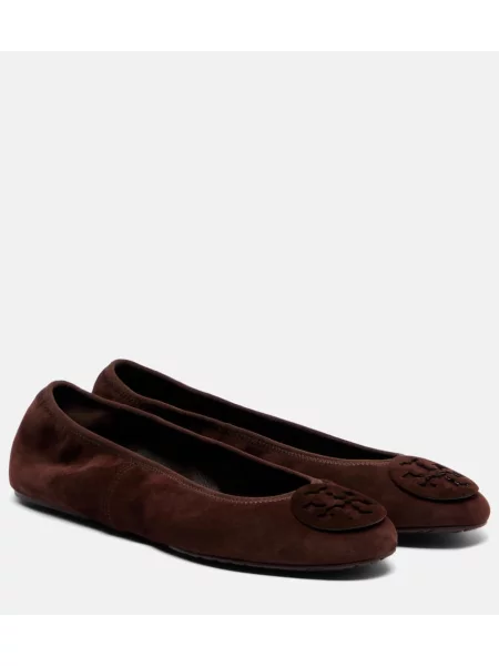 Balerini Tory Burch din piele de căprioară maro