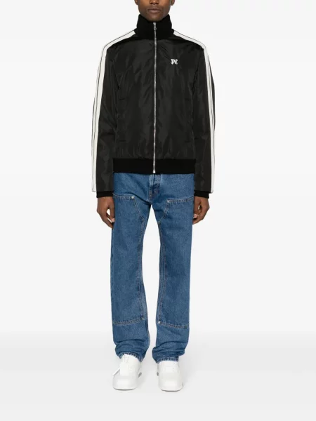 Siuvinėta bomber striukė Palm Angels izoliuoti juoda
