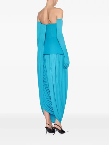 Rochie maxi Chats By C.dam drapată albastru