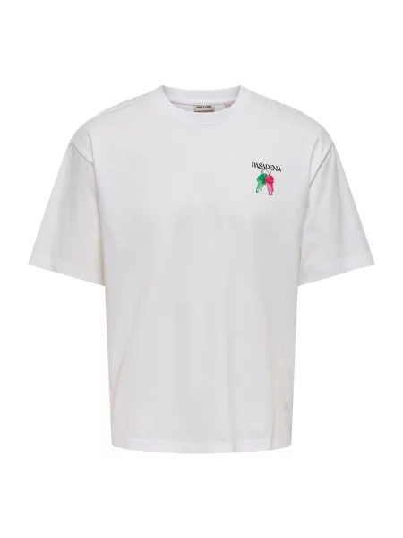 Only & Sons Tricou ONSFRED ESCAPE verde măr / roz zmeură / negru alb