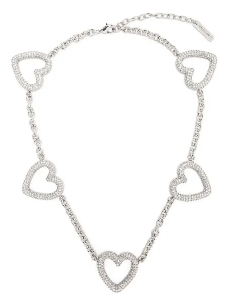 Colier Mach & Mach de cristal cu motiv cu inimi argintiu