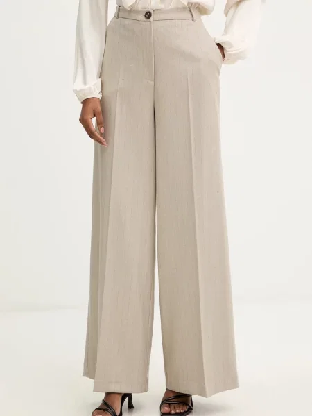 Haveone pantaloni lat high waist bej