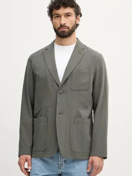 Armani Exchange sacou cu un singur rând de pentru bărbați cu amestec de lână verde