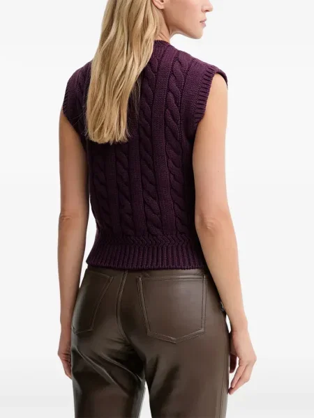 Top Bally tricotate cu decolteu în V violet