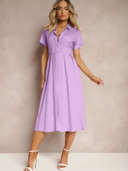 Rochie Cămașă Violetă cu In și Jucilla