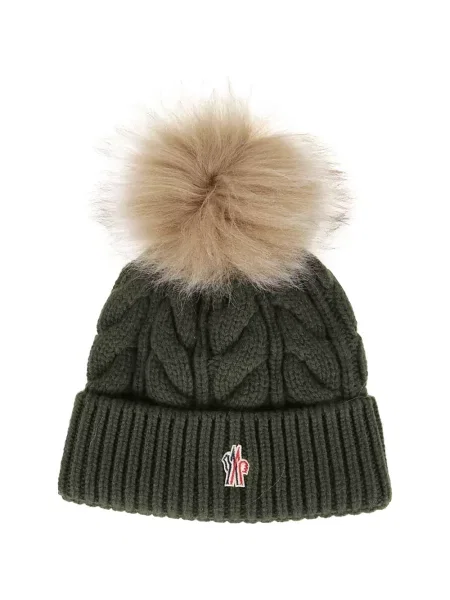 Dzianinowy czapka bez daszka Moncler Grenoble zielony