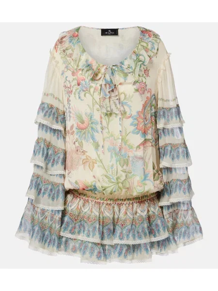 Rochie Etro de mătase cu imagine alb