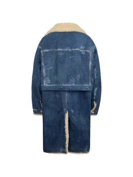Geacă parka Dsquared2 din piele de oaie albastru