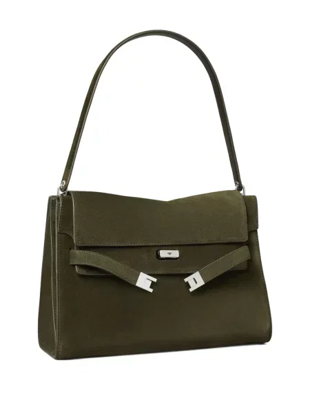 Geantă Tory Burch din piele de căprioară verde