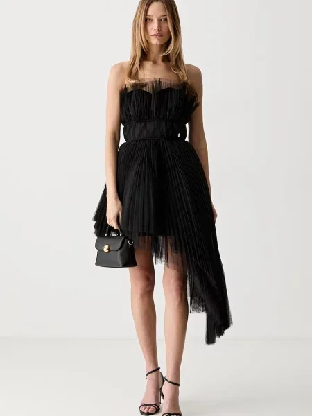 Karl Lagerfeld rochie asimetrică negru