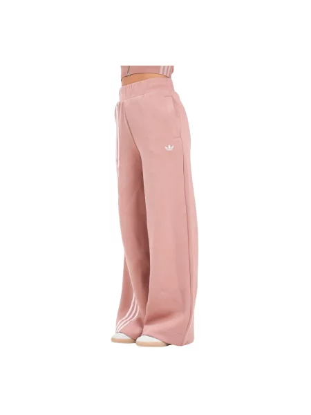 Szerokie spodnie Adidas w paski różowe