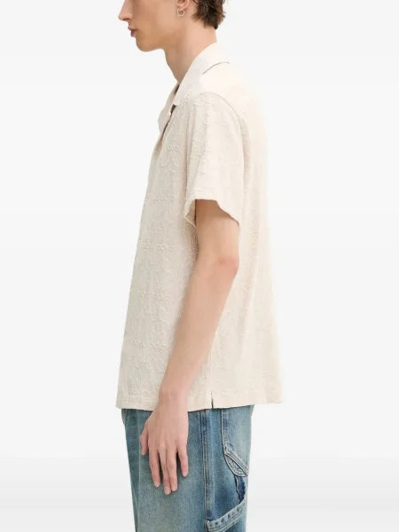 Cămașă Filling Pieces cu broderie cu model floral scurtă alb