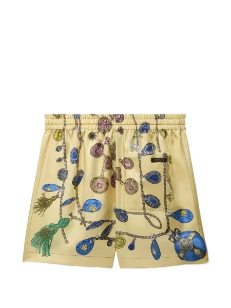 Pantaloni scurți Versace de mătase galben
