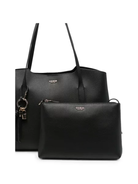 Geantă shopper Guess cu autograf negru