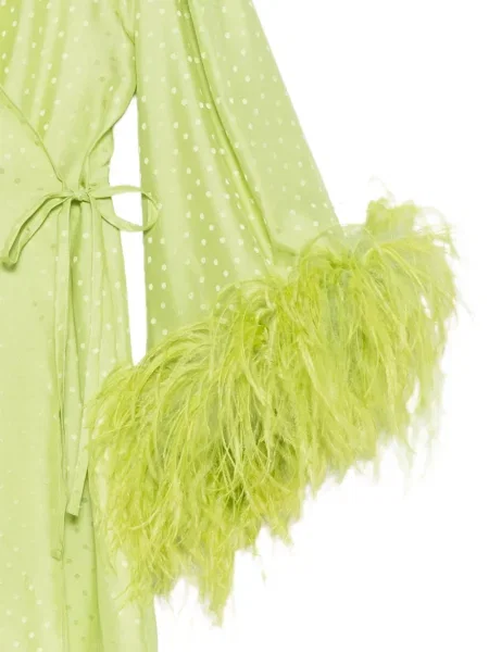 Rochie mini Art Dealer cu pene plic verde