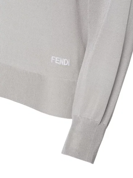 Пуловер Fendi бродиран с V-образно деколте сиво