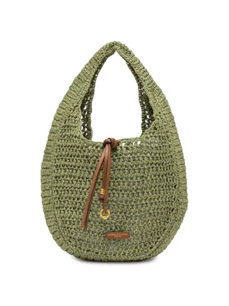 Lniana torebka hobo Gianni Chiarini zielona