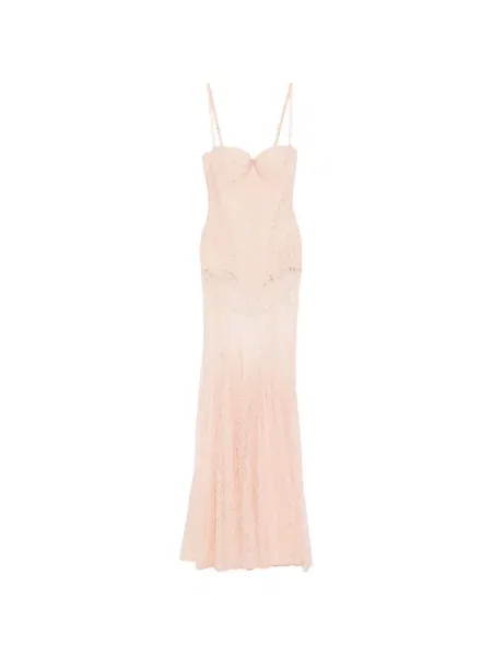 Rochie maxi Elisabetta Franchi din dantelă roz
