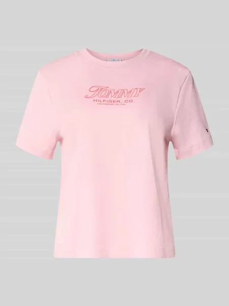 T-shirt o kroju Slim Fit z czystej bawełny Tommy Hilfiger różowa