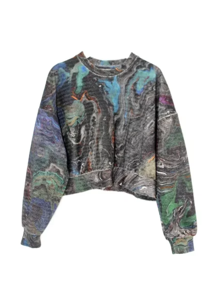Decupat pulover Anntian cu imagine cu imprimeu abstract negru
