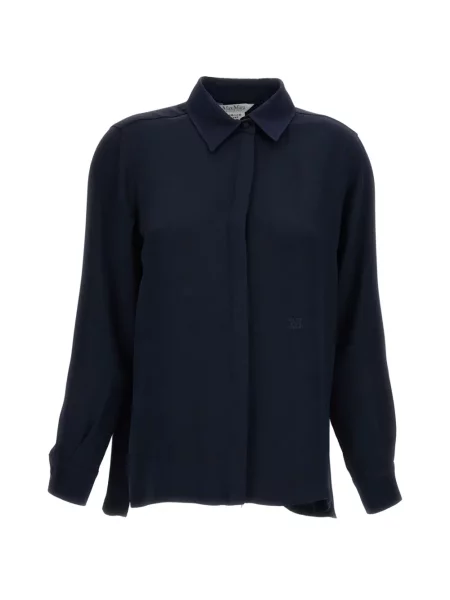 Hímzett selyem ing Max Mara kék