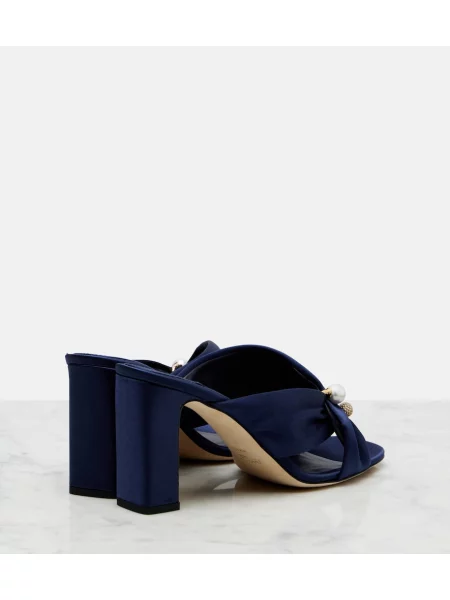 Papuci tip mules Jimmy Choo din satin albastru