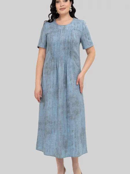 Лляна Сукня міді All Posa блакитний