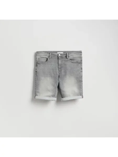 Reserved Džínové kraťasy slim světle šedá