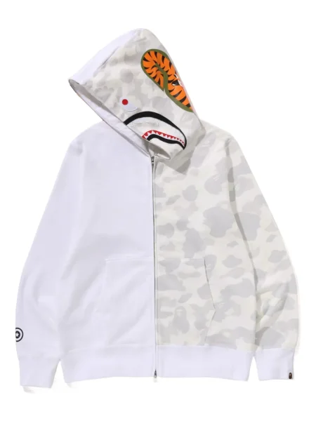 Hanorac cu glugă A Bathing Ape® cu dungi de tigru alb