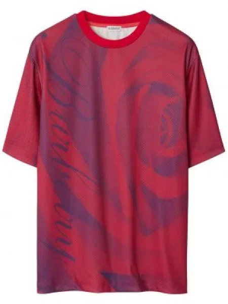 Tricou Burberry cu imagine cu decolteu rotund roz