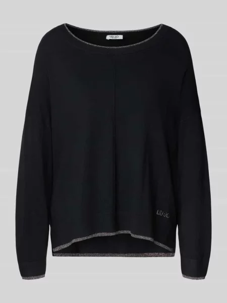 Sweter o kroju relaxed fit z mieszanki model MAGLIA CHIUSA' Liu Jo White czarny