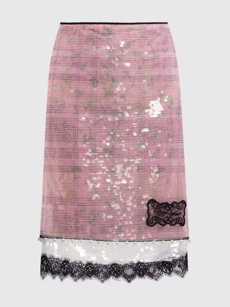 Юбка Off-white с пайетками розовая