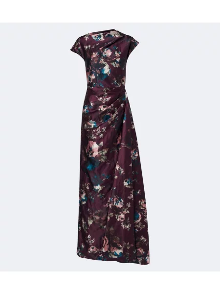 Rochie Erdem din satin cu model floral drapată