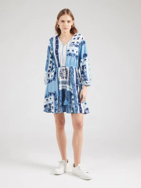 VERO MODA Haljina VMMILAN OMIA mornarsko plava / svijetloplava bijela