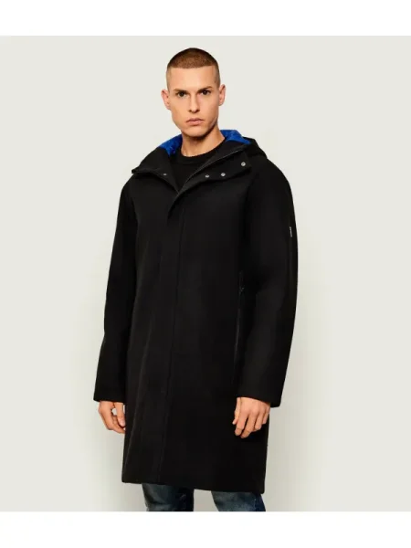 Palton cu adaos de lână negru