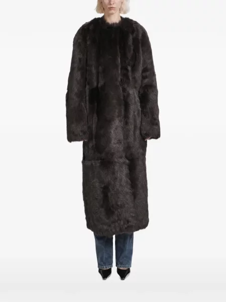 Lung haină din piele de oaie Toteme din piele de oaie maro