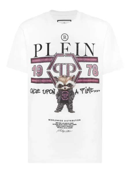 Tricou Philipp Plein cu imagine cu decolteu rotund alb
