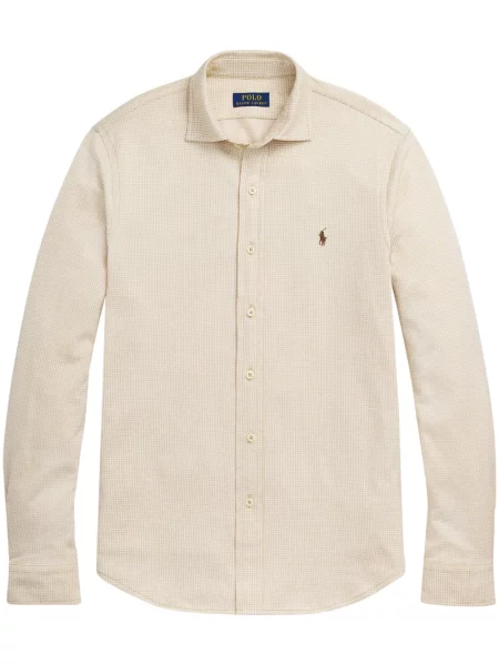 Prugaste kratke traper hlače Polo Ralph Lauren s vezom od kašmira bijela
