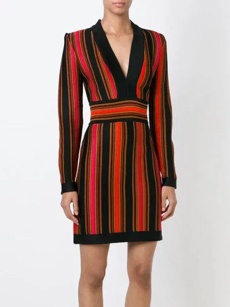 Sukienka Balmain w paski garniturowa czarna
