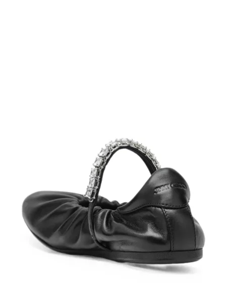 Balerini Jimmy Choo din piele cu bretele negru