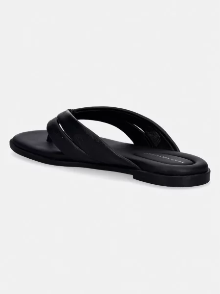 Tommy Hilfiger japonki skórzane ELEVATED TOE POST LTH SANDAL czarne