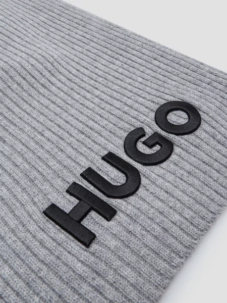 Вовняний шарф Hugo сірий