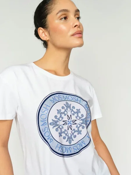 Koszulka Mos Mosh z kamieniami z dżerseju biała