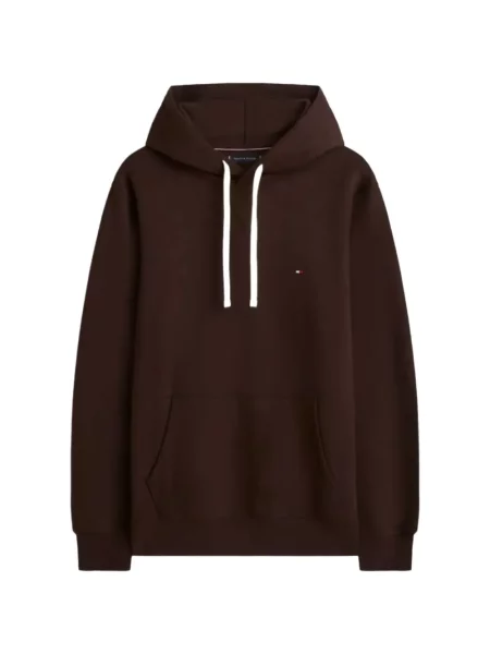 Суичър с качулка Tommy Hilfiger бродиран с връзки кафяво