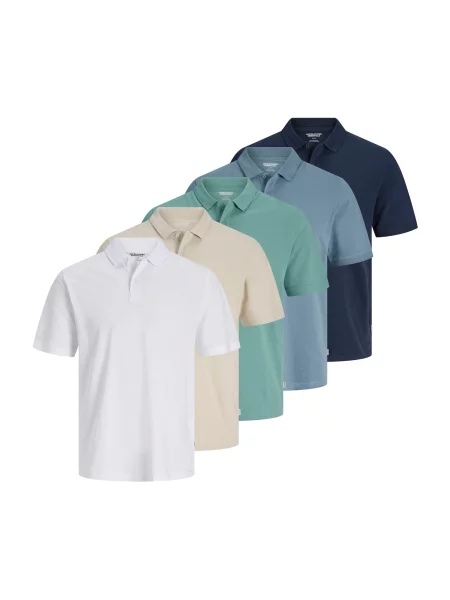 JACK & JONES Tricou bej / albastru / opal / verde pastel alb