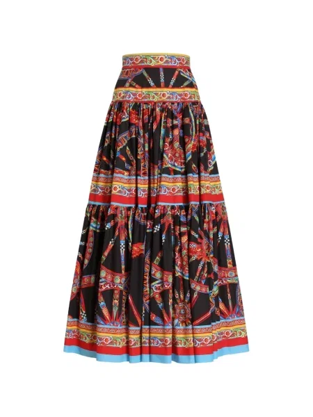 Lung fustă Dolce & Gabbana cu imagine din poplin negru