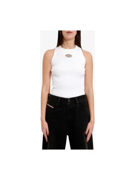Top Diesel elegancki żakardowy na ramiączkach biały