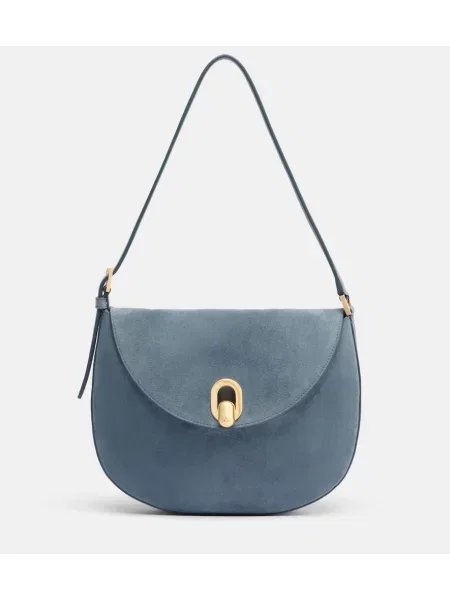 Geantă de mână Savette din piele de căprioară albastru