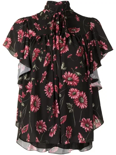 Bluză Adam Lippes cu model floral cu imagine negru